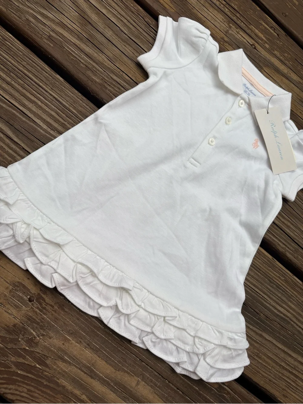 Ralph Lauren White Polo Dress with Light Pink Pony